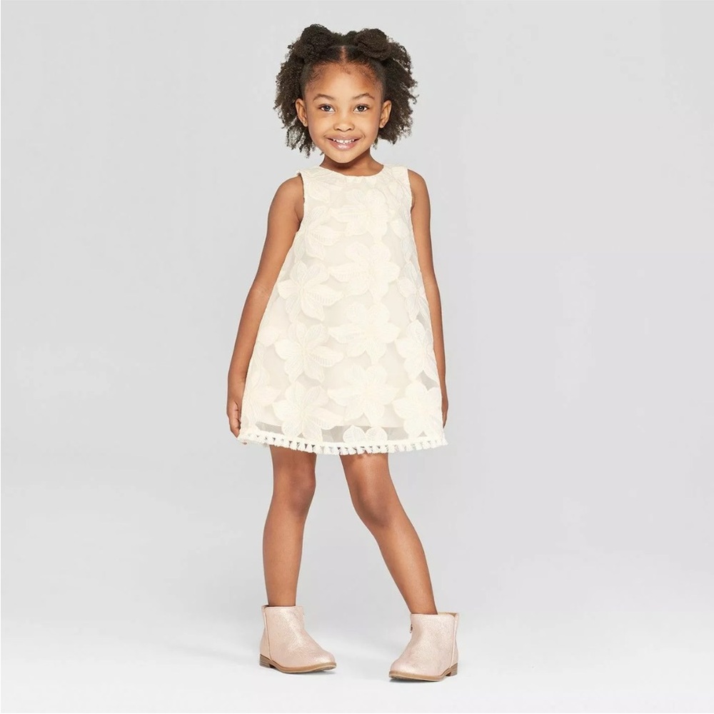 Oshkosh B’gosh Genuine Kids Floral Embroidered Cream Dress Baby Size 12M